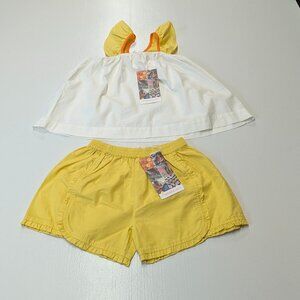 NWT Masala Kids Size 10 Yellow Shorts and White Top
